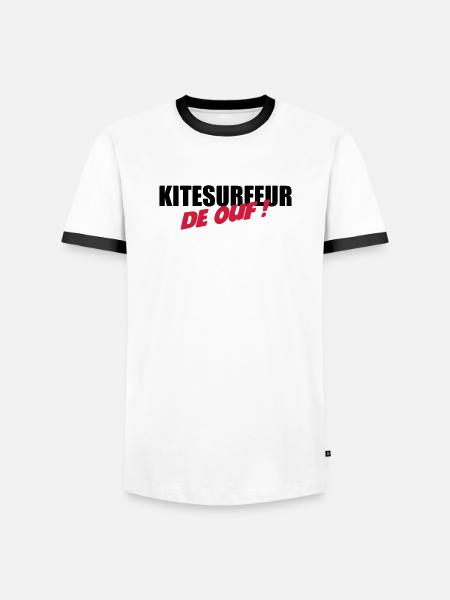 Kiteboarding / Kitesurfing / Kitesurf / - T-shirt contrasté Homme - blanc/noir