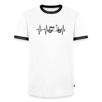 Herzschlag puls symbol roller scooter moped Icon - Männer Kontrast-T-Shirt - Weiß/Schwarz - Vorne - AI Model Female 172 light (172cm) & AI Model Male 178 dark (178cm)