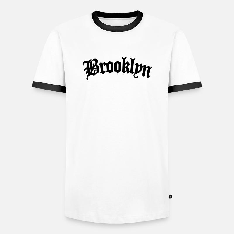 brooklyn - Männer Kontrast-T-Shirt - Weiß/Schwarz