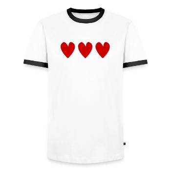 HEART. MOM. MOTHER'S DAY. FEAST. HAPPY BIRTHDAY - Men's Ringer Shirt - white/black - Front - AI Model Female 172 light (172cm) & AI Model Male 178 dark (178cm)