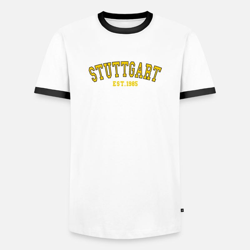 Stuttgart Est. 1985 - Männer Kontrast-T-Shirt - Weiß/Schwarz