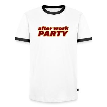 AFTER WORK PARTY - Men's Ringer Shirt - white/black - Front - AI Model Female 172 light (172cm) & AI Model Male 178 dark (178cm)