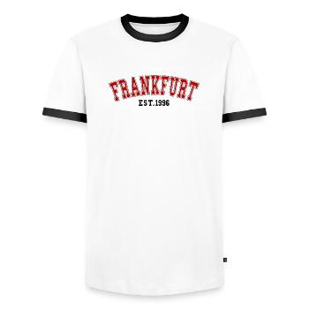 Est. Francfort, 1996 - T-shirt contrasté Homme - blanc/noir - Devant - AI Model Female 172 light (172cm) & AI Model Male 178 dark (178cm)