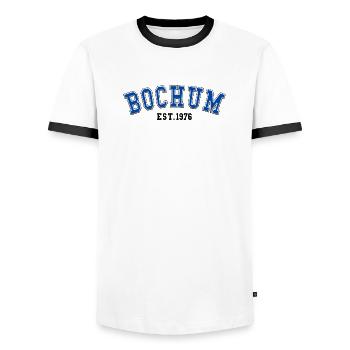 Bochum gegründet 1976 - Männer Kontrast-T-Shirt - Weiß/Schwarz - Vorne - AI Model Female 172 light (172cm) & AI Model Male 178 dark (178cm)