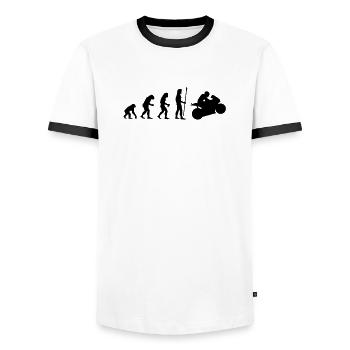 evolution_motorbike1 - T-shirt contrasté Homme - blanc/noir - Devant - AI Model Female 172 light (172cm) & AI Model Male 178 dark (178cm)