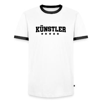 Kuenstler - Männer Kontrast-T-Shirt - Weiß/Schwarz - Vorne - AI Model Female 172 light (172cm) & AI Model Male 178 dark (178cm)