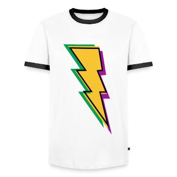 Flash Lightning - Men's Ringer Shirt - white/black - Front - AI Model Female 172 light (172cm) & AI Model Male 178 dark (178cm)