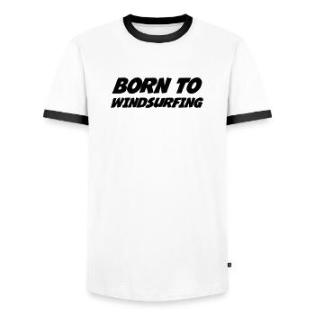 Windsurf Windsurfing Windsurfen Planche à voile - Men's Ringer Shirt - white/black - Front - AI Model Female 172 light (172cm) & AI Model Male 178 dark (178cm)