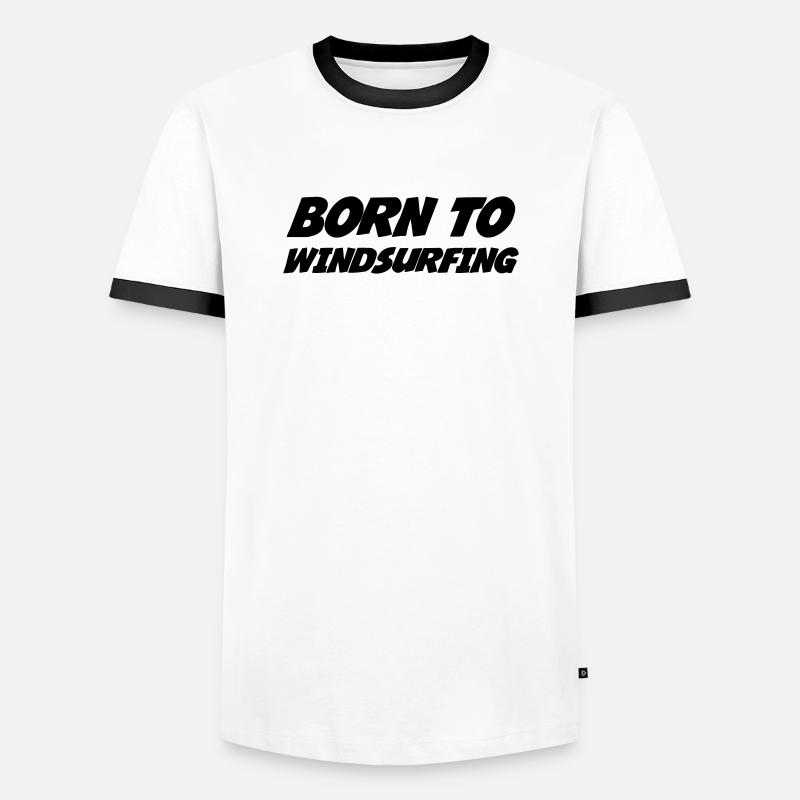 Windsurfen / Windsurfer / Windsurf / Windsurfing - Männer Kontrast-T-Shirt - Weiß/Schwarz
