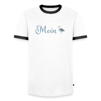 Moin Möwe - Männer Kontrast-T-Shirt - Weiß/Schwarz - Vorne - AI Model Female 172 light (172cm) & AI Model Male 178 dark (178cm)