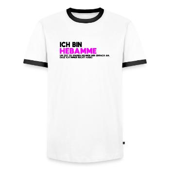 Hebamme Pink Aufdruck Geburt - Männer Kontrast-T-Shirt - Weiß/Schwarz - Vorne - AI Model Female 172 light (172cm) & AI Model Male 178 dark (178cm)