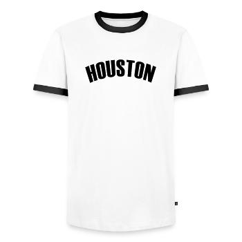 houston shirt - Männer Kontrast-T-Shirt - Weiß/Schwarz - Vorne - AI Model Female 172 light (172cm) & AI Model Male 178 dark (178cm)