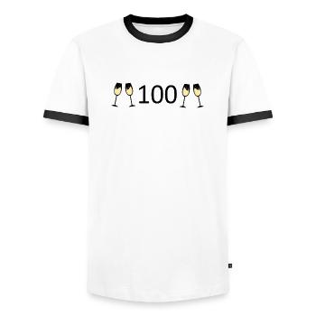 100th Birthday 100th Anniversary 100 Number 100 - Men's Ringer Shirt - white/black - Front - AI Model Female 172 light (172cm) & AI Model Male 178 dark (178cm)