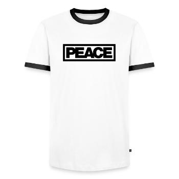 Typo PEACE Contour 1C - T-shirt contrasté Homme - blanc/noir - Devant - AI Model Female 172 light (172cm) & AI Model Male 178 dark (178cm)