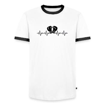 Boxen Boxhandschuhe Boxer Boxerin EKG Herzschlag - Männer Kontrast-T-Shirt - Weiß/Schwarz - Vorne - AI Model Female 172 light (172cm) & AI Model Male 178 dark (178cm)