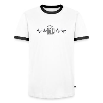 Beer Party Après Ski Bachelor Party ECG Heartbeat - Men's Ringer Shirt - white/black - Front - AI Model Female 172 light (172cm) & AI Model Male 178 dark (178cm)
