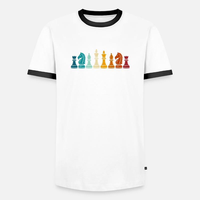 Rainbow Chess Game Pieces - Men's Ringer Shirt - white/black