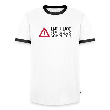 computer - Männer Kontrast-T-Shirt - Weiß/Schwarz - Vorne - AI Model Female 172 light (172cm) & AI Model Male 178 dark (178cm)