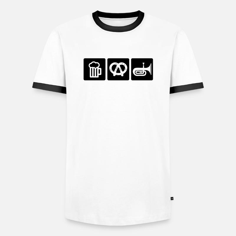 brezel blasmusik - Männer Kontrast-T-Shirt - Weiß/Schwarz