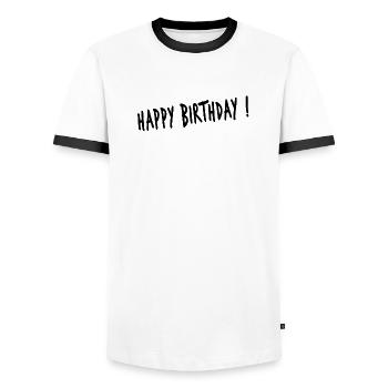 JAHRESTAG. ALLES GUTE ZUM GEBURTSTAG. ALLES GUTE ZUM GEBURTSTAG. - Männer Kontrast-T-Shirt - Weiß/Schwarz - Vorne - AI Model Female 172 light (172cm) & AI Model Male 178 dark (178cm)