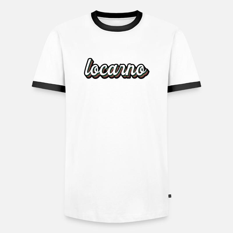 Locarno Regenbogen Script - Männer Kontrast-T-Shirt - Weiß/Schwarz