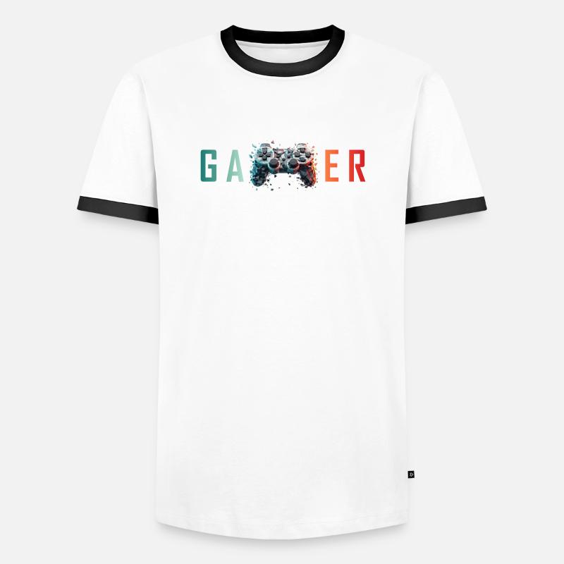GAMER - Explosive Controller Design - Männer Kontrast-T-Shirt - Weiß/Schwarz
