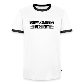 Schwarzenberg Verliebt - Männer Kontrast-T-Shirt - Weiß/Schwarz - Vorne - AI Model Female 172 light (172cm) & AI Model Male 178 dark (178cm)
