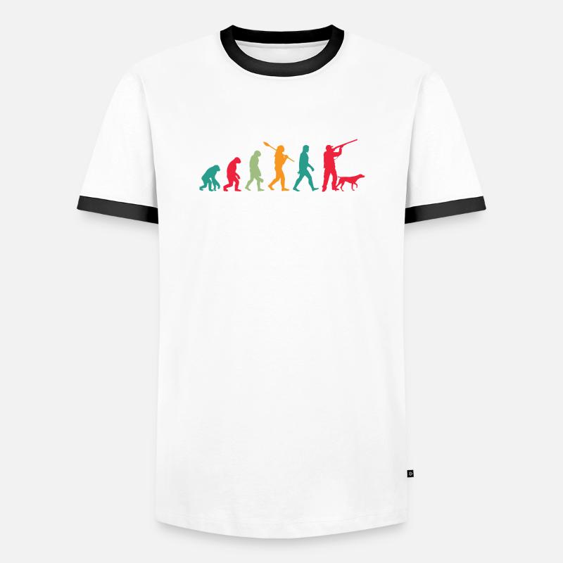 Die Evolution der Jäger - Männer Kontrast-T-Shirt - Weiß/Schwarz