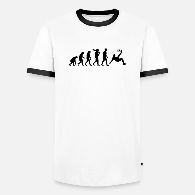 Evolution Fussball - Männer Kontrast-T-Shirt - Weiß/Schwarz