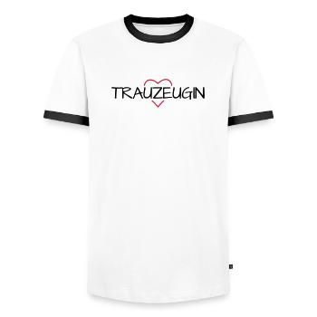 Trauzeugin Herz Junggesellinnenabschied - Männer Kontrast-T-Shirt - Weiß/Schwarz - Vorne - AI Model Female 172 light (172cm) & AI Model Male 178 dark (178cm)