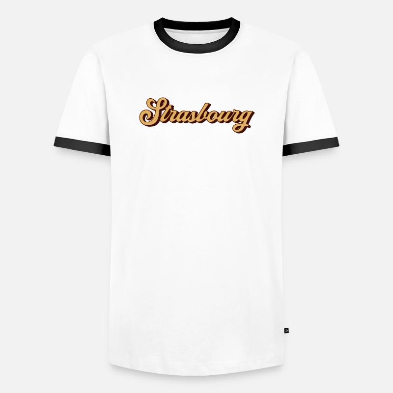 Strasbourg Script Souvenir - Männer Kontrast-T-Shirt - Weiß/Schwarz