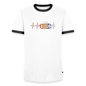 Équipe Chiens Heartbeat Pulse Icon Chien Chiens Icône - T-shirt contrasté Homme - blanc/noir - Devant - AI Model Female 172 light (172cm) & AI Model Male 178 dark (178cm)