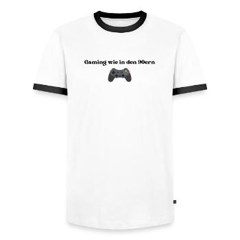 Gaming wie in den 90ern - Männer Kontrast-T-Shirt - Weiß/Schwarz - Vorne - AI Model Female 172 light (172cm) & AI Model Male 178 dark (178cm)