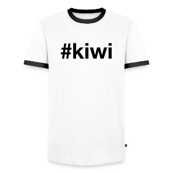 KIWI - Männer Kontrast-T-Shirt - Weiß/Schwarz - Vorne - AI Model Female 172 light (172cm) & AI Model Male 178 dark (178cm)