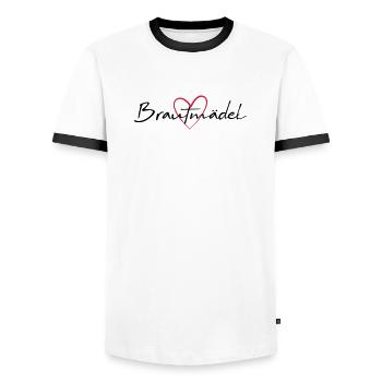 Brautmädel Herz Junggesellinnenabschied - Männer Kontrast-T-Shirt - Weiß/Schwarz - Vorne - AI Model Female 172 light (172cm) & AI Model Male 178 dark (178cm)