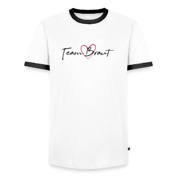 Team Braut Herz Junggesellinnenabschied - Männer Kontrast-T-Shirt - Weiß/Schwarz - Vorne - AI Model Female 172 light (172cm) & AI Model Male 178 dark (178cm)