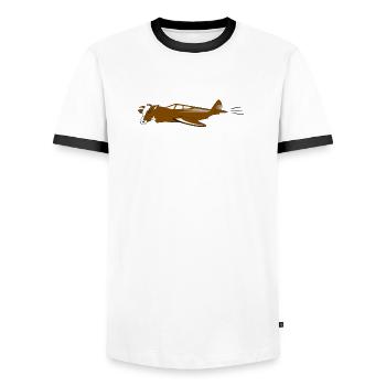 cow Air | flying cow - Men's Ringer Shirt - white/black - Front - AI Model Female 172 light (172cm) & AI Model Male 178 dark (178cm)