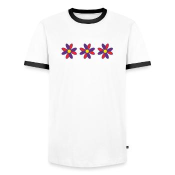 BLUME. BLUME. NATUR. ÖKOLOGIE. GLÜCK. ZEN - Männer Kontrast-T-Shirt - Weiß/Schwarz - Vorne - AI Model Female 172 light (172cm) & AI Model Male 178 dark (178cm)