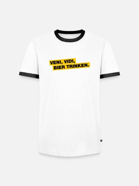 Veni, Vidi, Bier trinken - Männer Kontrast-T-Shirt - Weiß/Schwarz
