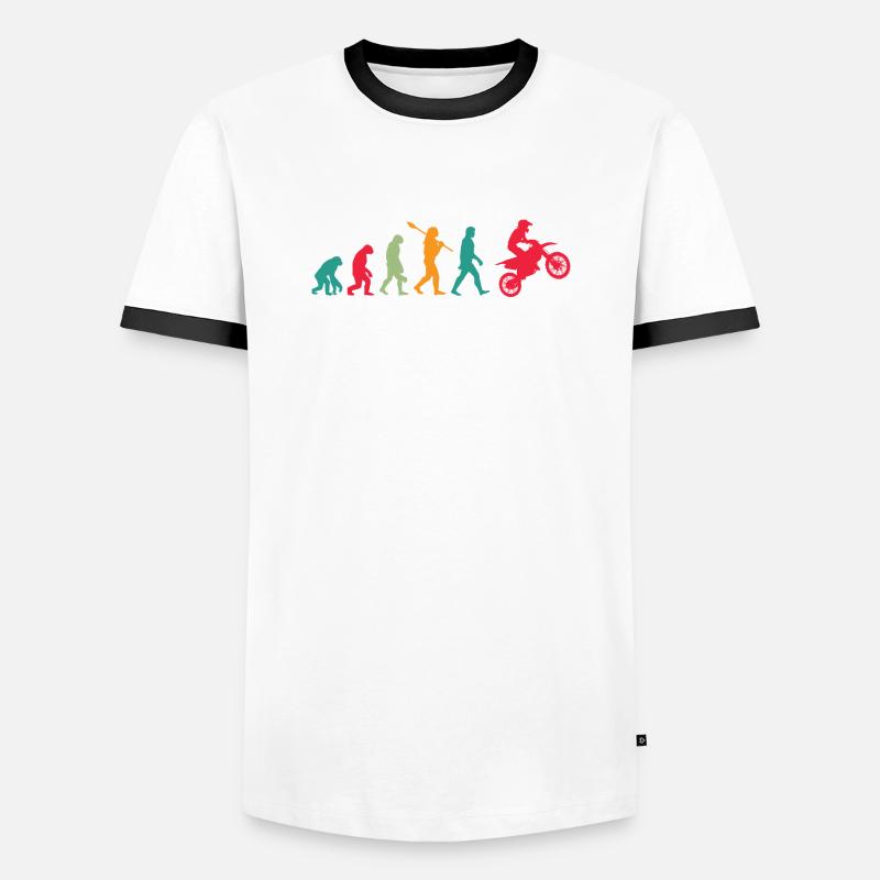 Motorrad Cross Evolution - Männer Kontrast-T-Shirt - Weiß/Schwarz