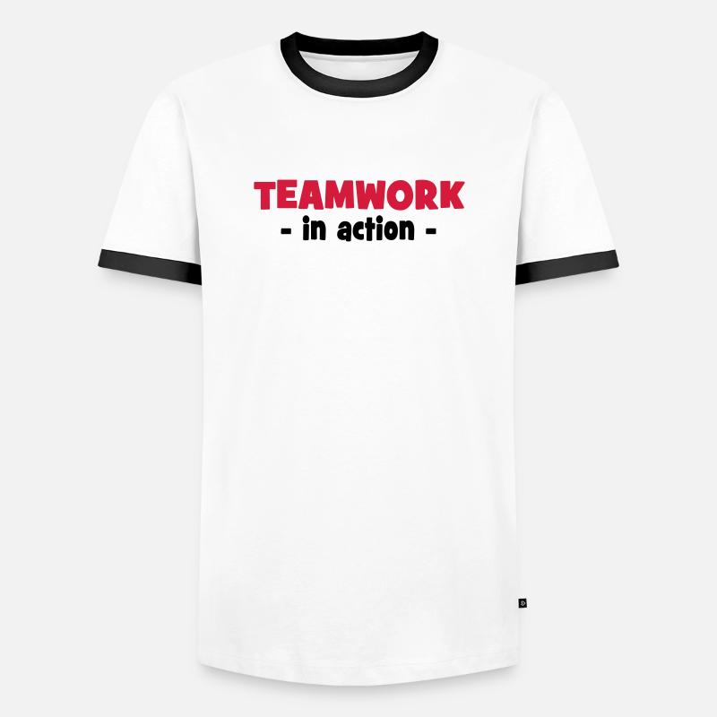 Teamwork in Action - Männer Kontrast-T-Shirt - Weiß/Schwarz