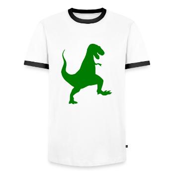Dinosaures: T REX - T-shirt contrasté Homme - blanc/noir - Devant - AI Model Female 172 light (172cm) & AI Model Male 178 dark (178cm)