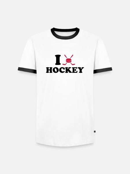 Eishockey - Männer Kontrast-T-Shirt - Weiß/Schwarz