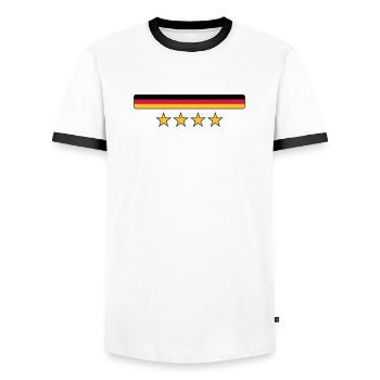 Deutschland - Men's Ringer Shirt - white/black - Front - AI Model Female 172 light (172cm) & AI Model Male 178 dark (178cm)