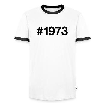 1973 Jahrgang 53 Jahre alt 53. Geburtstag - Männer Kontrast-T-Shirt - Weiß/Schwarz - Vorne - AI Model Female 172 light (172cm) & AI Model Male 178 dark (178cm)