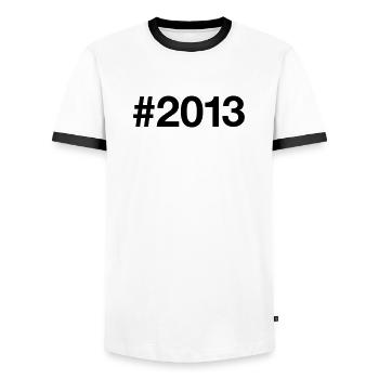 2013 Born 13 Years 13th Birthday - Men's Ringer Shirt - white/black - Front - AI Model Female 172 light (172cm) & AI Model Male 178 dark (178cm)