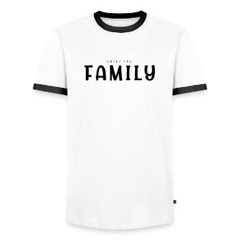 Profitez de la famille - T-shirt contrasté Homme - blanc/noir - Devant - AI Model Female 172 light (172cm) & AI Model Male 178 dark (178cm)