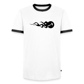 BBQ - Barbecue - Men's Ringer Shirt - white/black - Front - AI Model Female 172 light (172cm) & AI Model Male 178 dark (178cm)