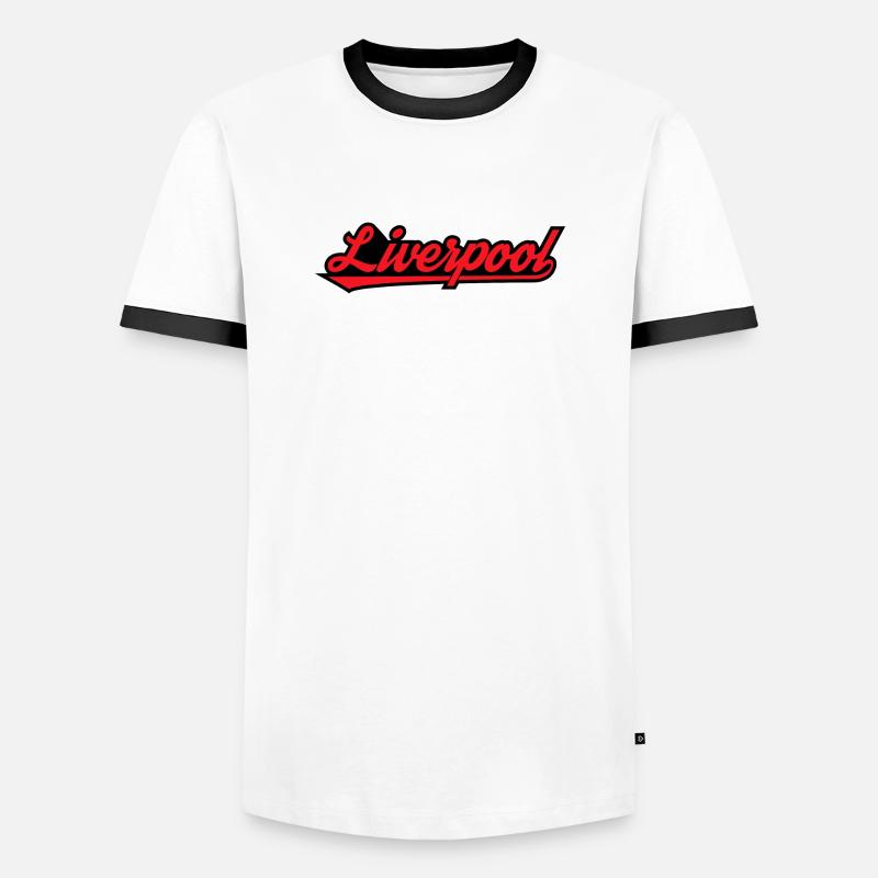 Liverpool Script on Black - Men's Ringer Shirt - white/black
