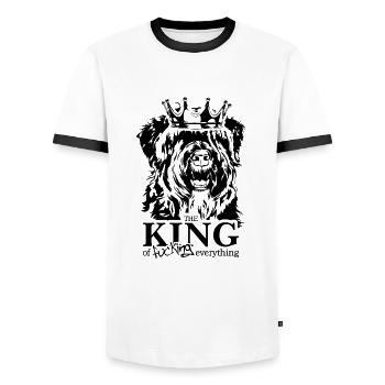 BOUVIER DES FLANDRES Roi chien disant Wilsigns - T-shirt contrasté Homme - blanc/noir - Devant - AI Model Female 172 light (172cm) & AI Model Male 178 dark (178cm)